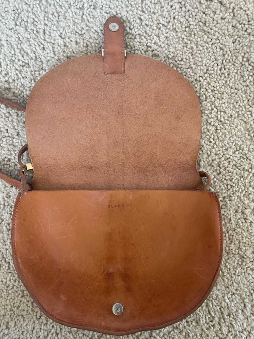 Clare V. Luce Tan Cognac Leather Saddlebag Crossbody - Picture 6 of 7